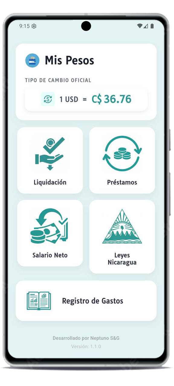 Pantalla de inicio de Mis Pesos