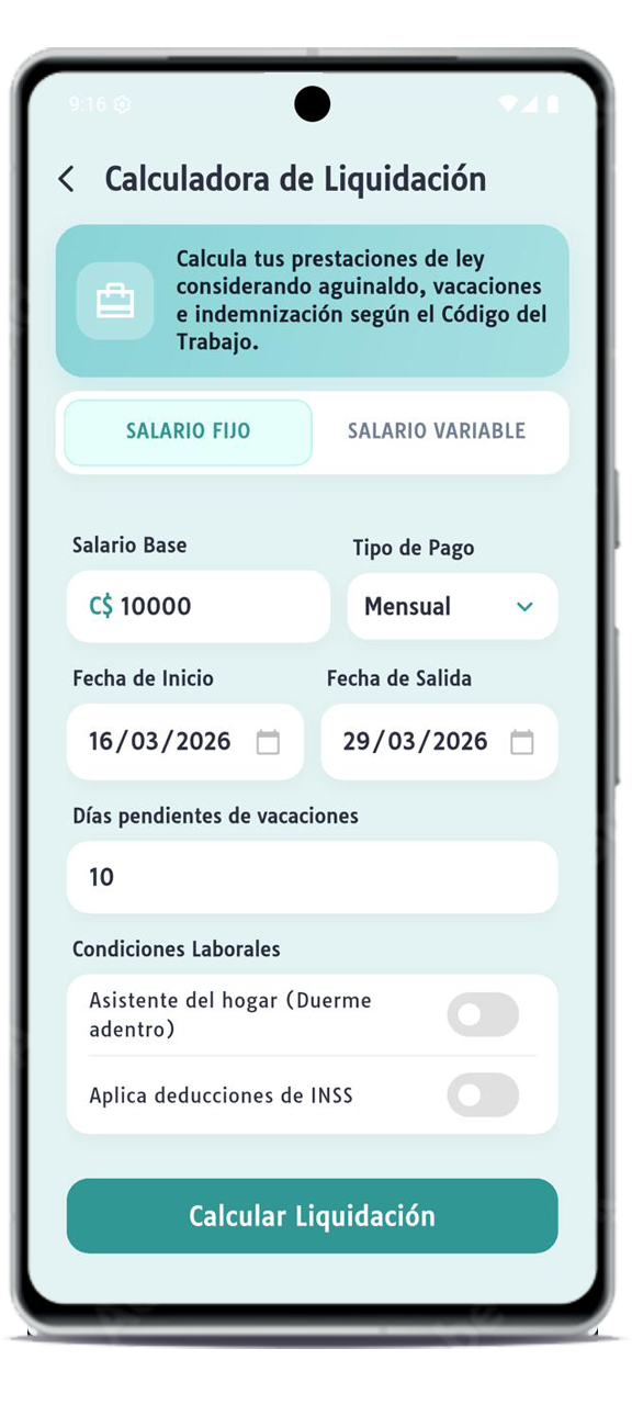Cálculo de Liquidación Laboral